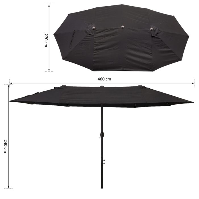 XXL parasoll med handvev svart oval 460x270x240 cm - Bild 5