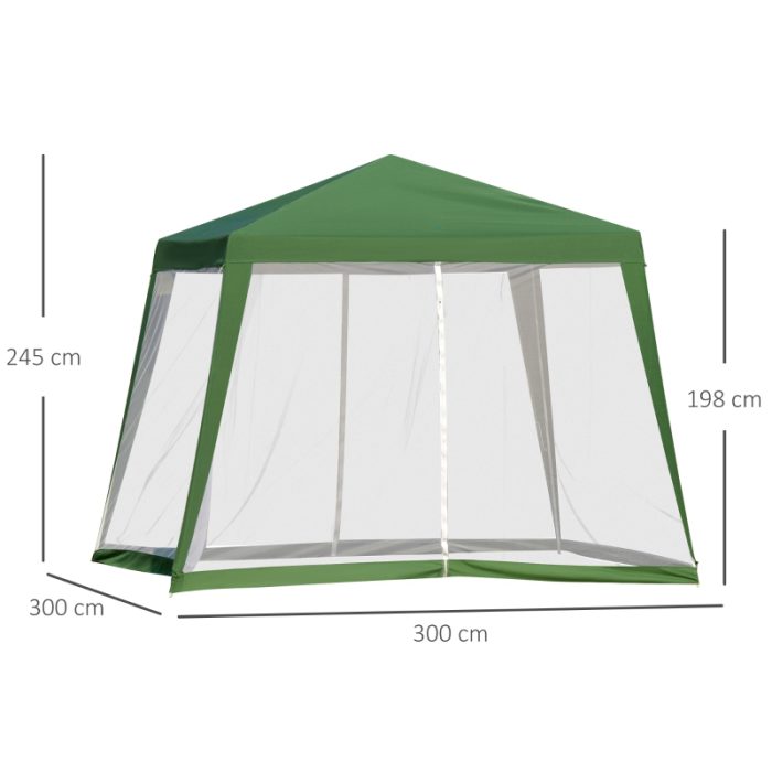 Paviljong med myggnät 3x3 m grön - Bild 5