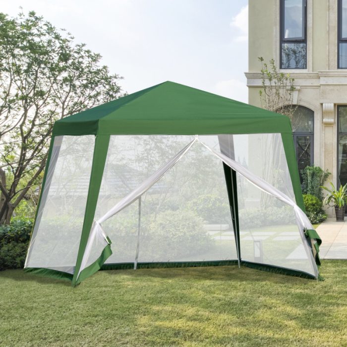 Paviljong med myggnät 3x3 m grön - Bild 3