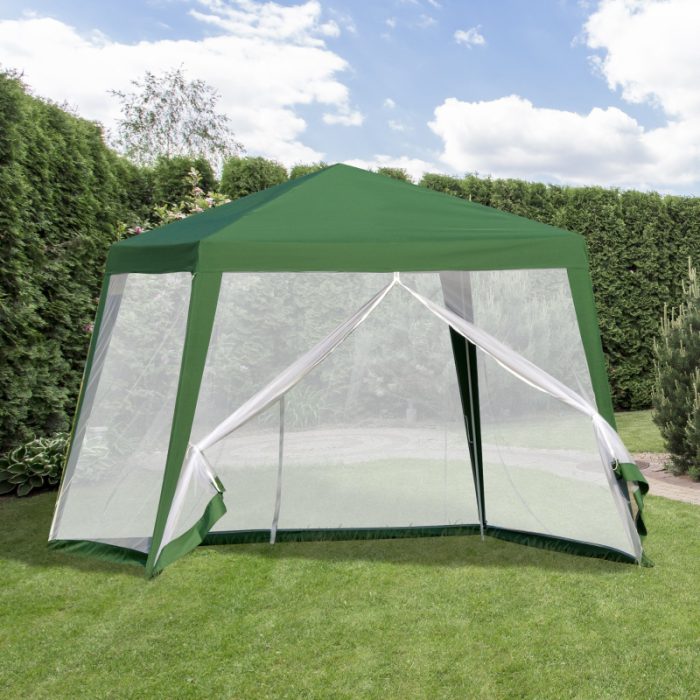 Paviljong med myggnät 3x3 m grön - Bild 6