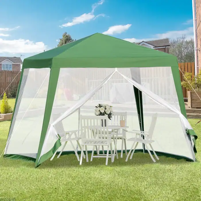 Paviljong med myggnät 3x3 m grön - Bild 2