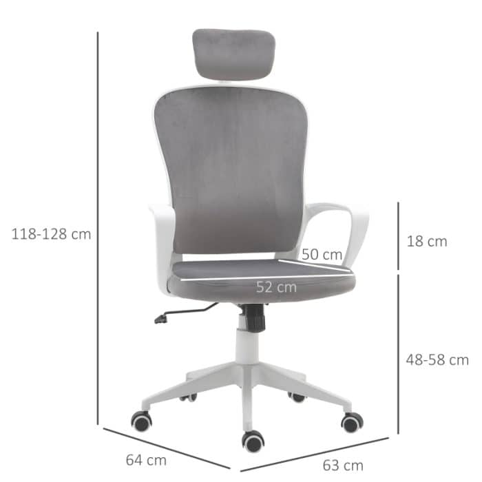 Ergonomisk kontorsstol sammet grå - Bild 3
