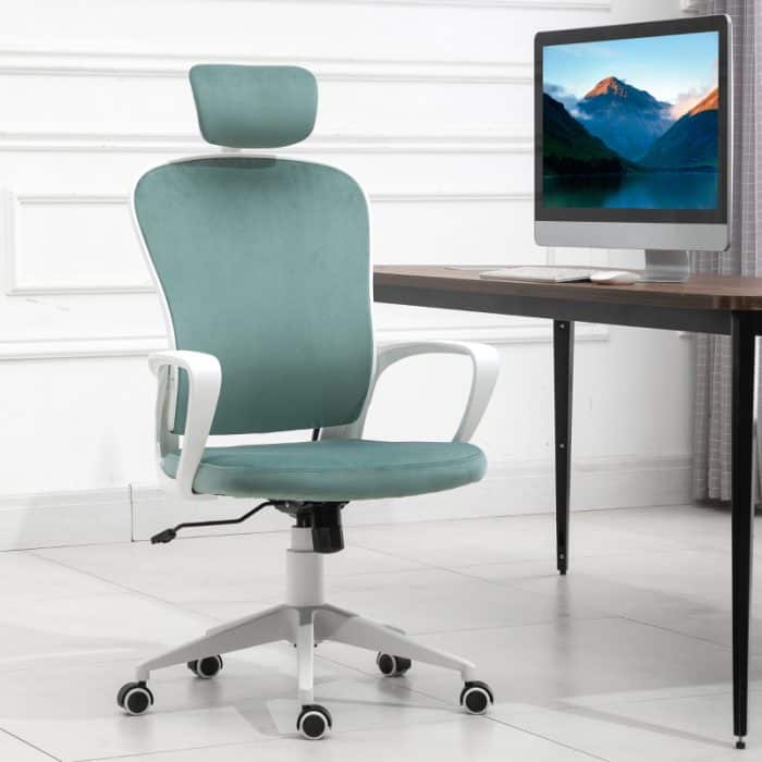 Ergonomisk kontorsstol sammet turkos - Bild 2