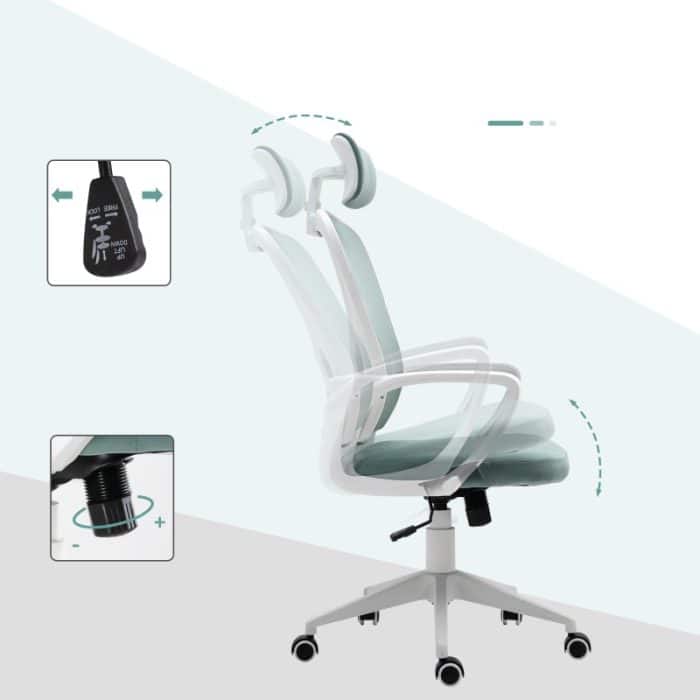 Ergonomisk kontorsstol sammet turkos - Bild 4