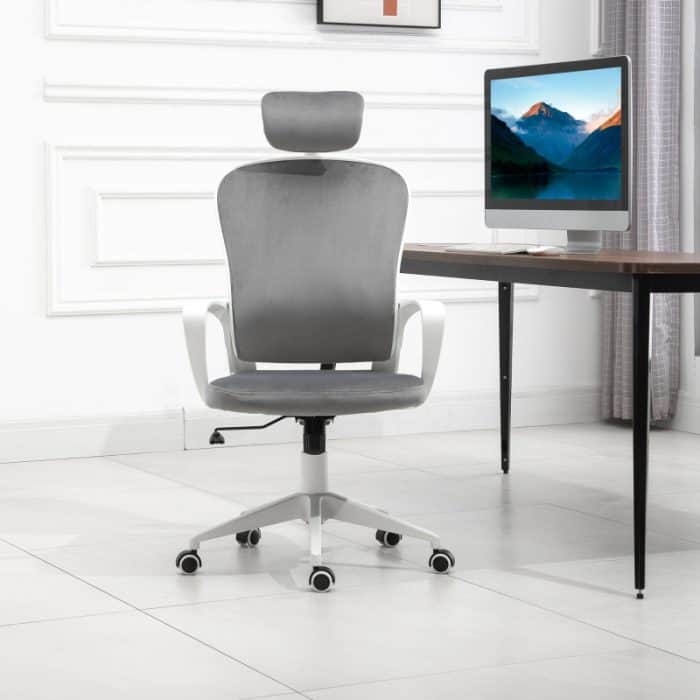 Ergonomisk kontorsstol sammet grå - Bild 7