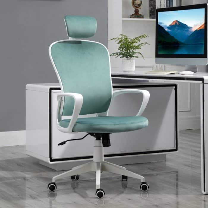Ergonomisk kontorsstol sammet turkos - Bild 7