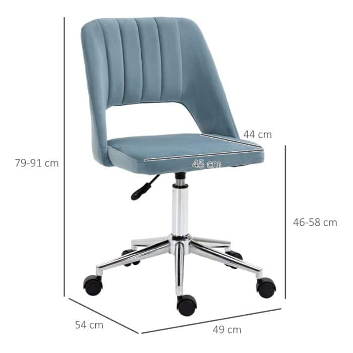 Kontorsstol sammet blå - Bild 3