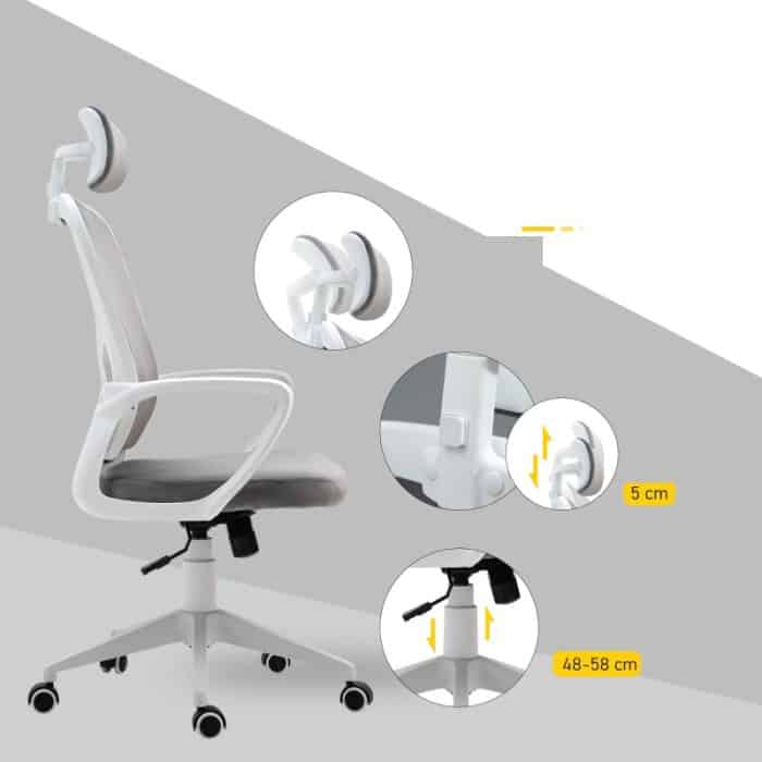 Ergonomisk kontorsstol sammet grå - Bild 4